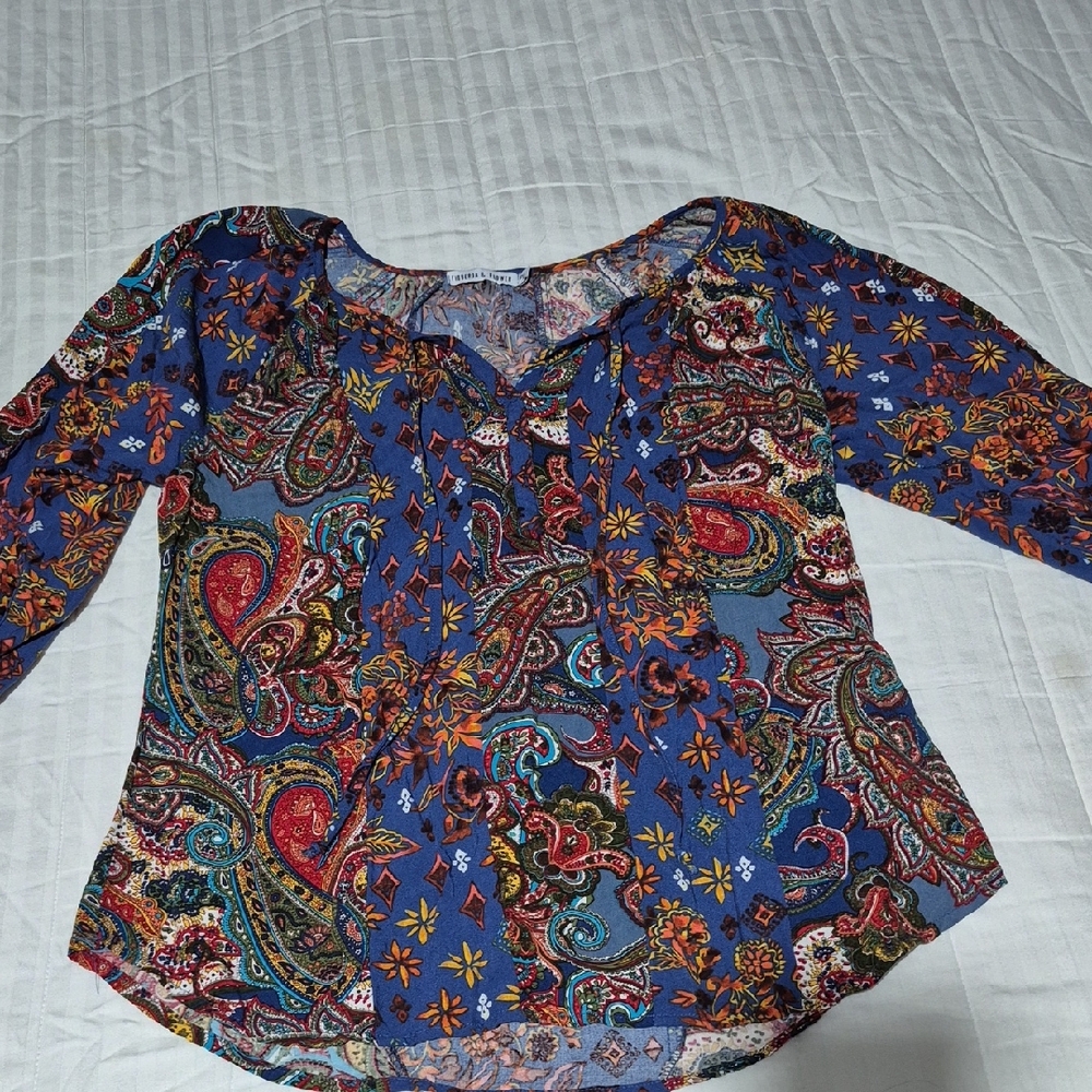 Vibrant Paisley Print Blouse in Blue